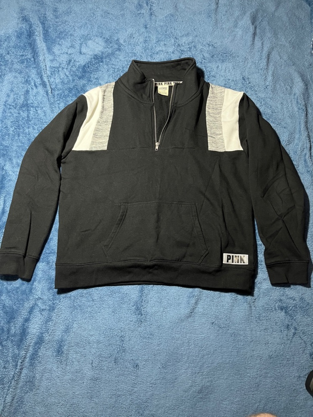 PINK Black Quarter Zip Sweatshirt - Size M